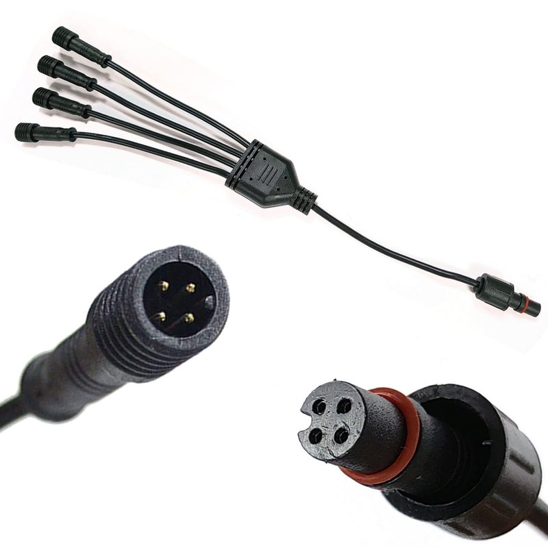 NBWDY Waterproof 1-4 Y Extension Cable Wire Cord Set for Neon LED Boat Drain Plug Underwater Light, Rock Light (1-to-4 Splitter Y Cable Extension Wire) - Image 1